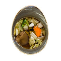 Clear vegetable soup with shiitake mushrooms